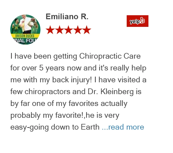 Yelp review by Emiliano R. for On Purpose Chiropractic Los Gatos
