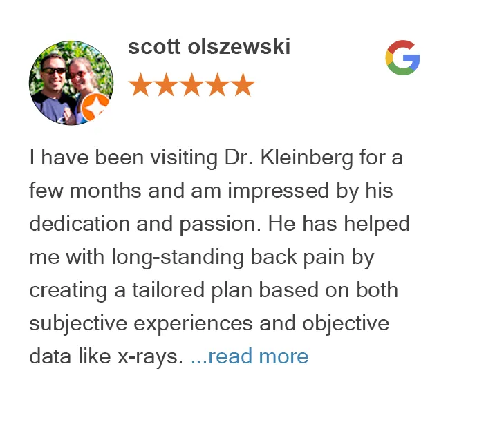 Meet Dr. Erica 4 Google review by Scott Olszewski for On Purpose Chiropractic Los Gatos