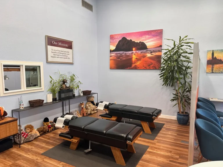 Interior waiting area and office entrance – On Purpose Chiropractic